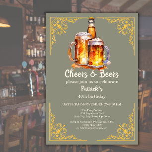 Invitation Bouteille de verre Cheers and Beers 40e anniversai
