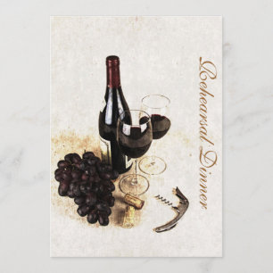 Invitation Bouteille de vin et raisins - Dîner de répétition