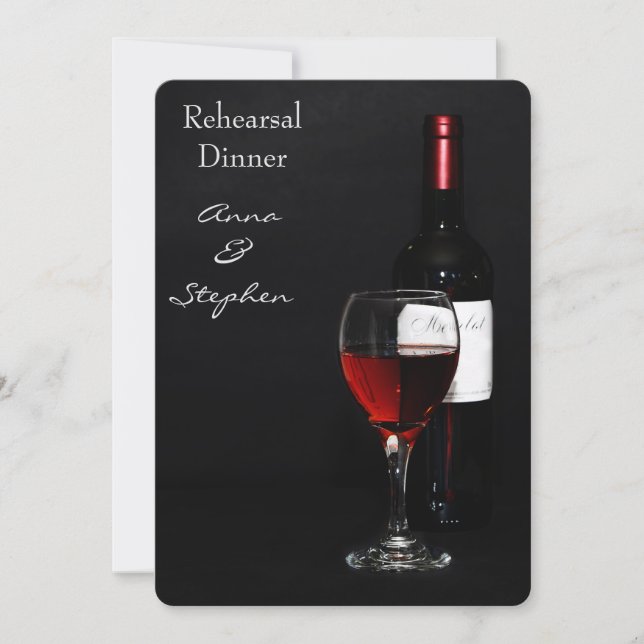 Invitation Bouteille de vin et verre de vin (Devant)