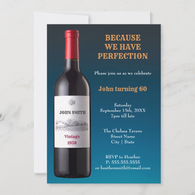 Invitation Bouteille De Vin Parce Que Nous Avons La Parfectio (Devant)