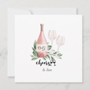 Invitation Bouteille de vin rose À la santé de l'amour Mariag