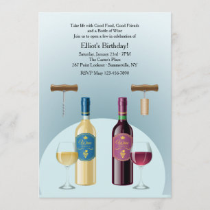 Invitation Bouteille de Vin Rouge et Blanc