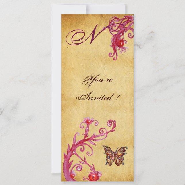 Invitation BOUTEILLE ÉLÉGANT PARCHEMENT DE MARIAGE Monogramme (Devant)
