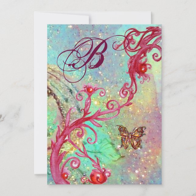 Invitation BOUTEILLE EN ÉPARGNES 2 Mariage bleu Monogramme, (Devant)