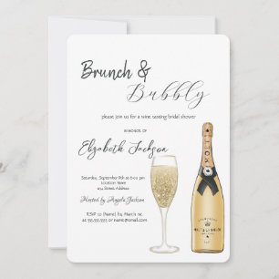 Invitation Bouteille Moet Verre Brunch & Bubbly
