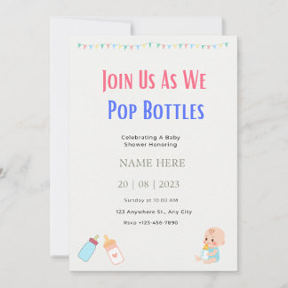 Invitation Bouteilles Baby shower Neutre selon le sexe