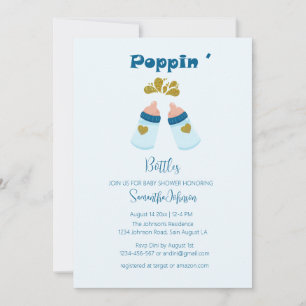 Invitation Bouteilles bleu Poppin Boy Baby shower