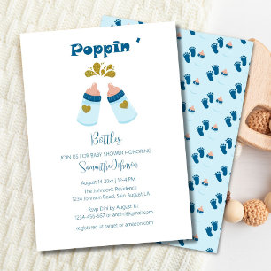 Invitation Bouteilles bleu Poppin Boy Baby shower