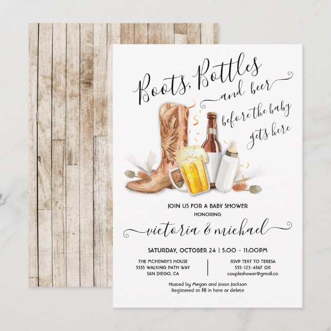Invitation Bouteilles Bouteilles et Baby shower de bière (Devant / Derrière)