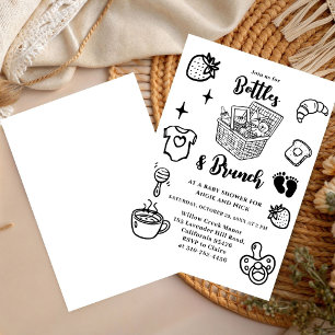 Invitation Bouteilles & Brunch Gribouillis Baby Shower Garçon