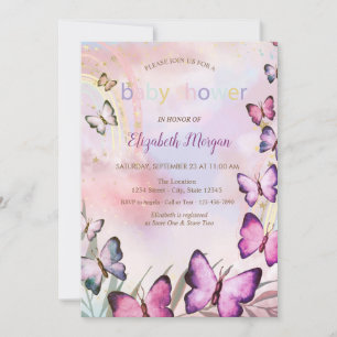 Invitation Bouteilles d'aquarelle Baby shower arc-en-ciel