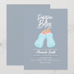 Invitation Bouteilles de Baby shower Blue Grey