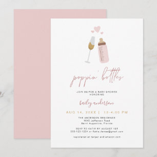 Invitation Bouteilles de Baby shower de garçon ANDI Pink Popp