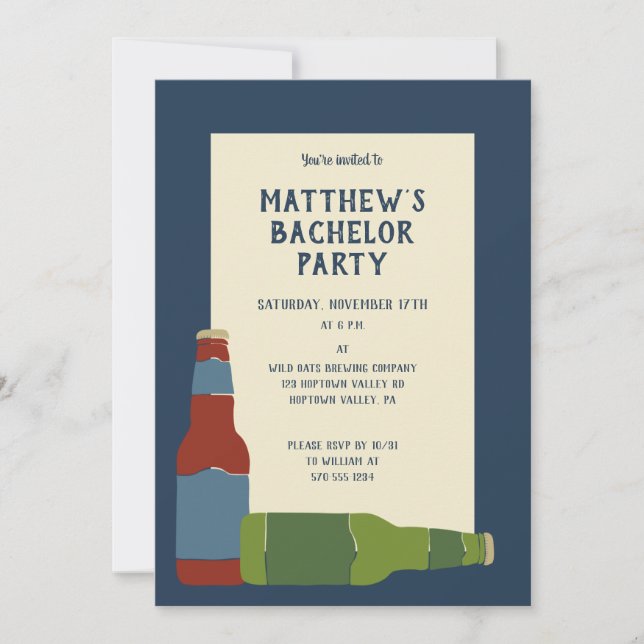 Invitation Bouteilles de bière Bachelor Party Custom (Devant)