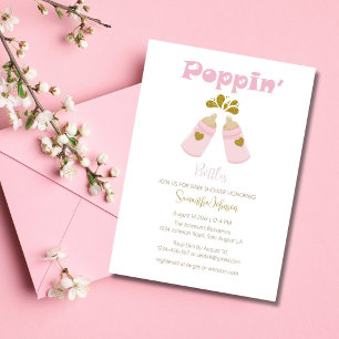 Invitation Bouteilles Pink Baby shower fille