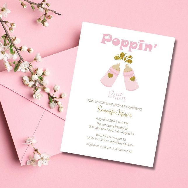 Invitation Bouteilles Pink Baby shower fille (Créateur téléchargé)