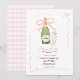 Invitation Bouteilles Pink Bow Baby shower Couples