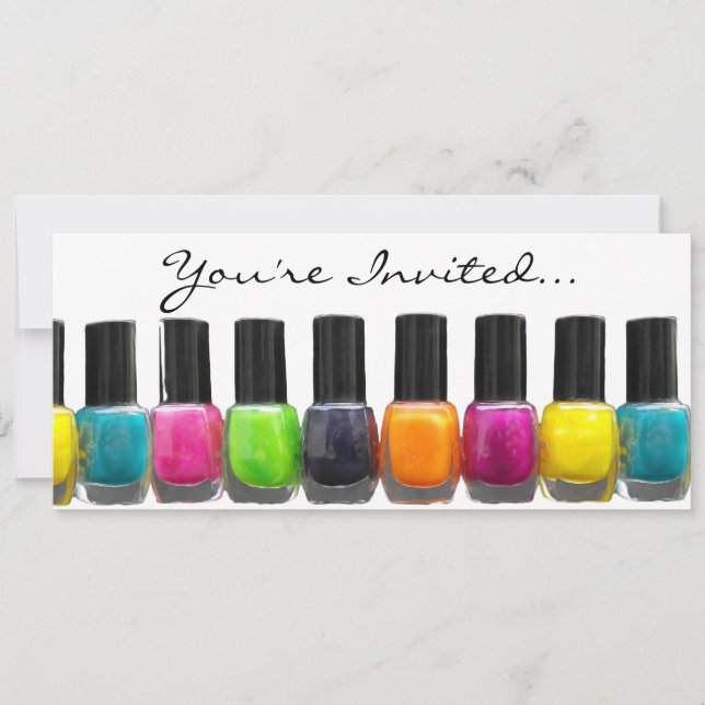 Invitation Bouteilles polonaises à ongles colorées, Salon à o (Devant)
