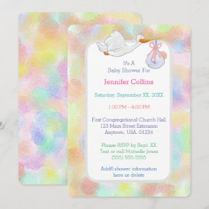 Invitation Boutique Pastel Aquarelles avec Baby shower Bundle