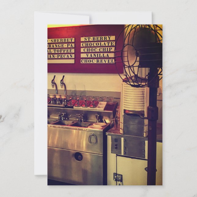 Invitation Boutique Vintage de crème glacée (Devant)