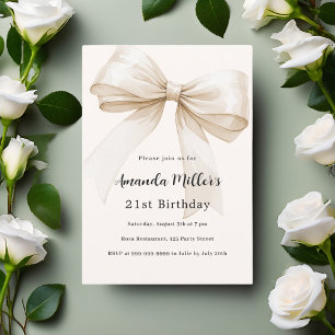 Invitation Bouton beige élégant anniversaire