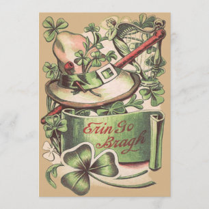 Invitation Bouton de shamrock Chapeau Pipe Shillelagh