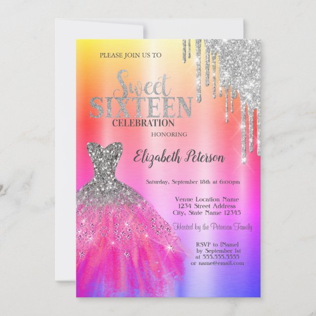 Invitation Boutons de Parties scintillant adorables, Habillem (Devant)