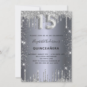 Invitation Boutons de parties scintillant en argent de Quince