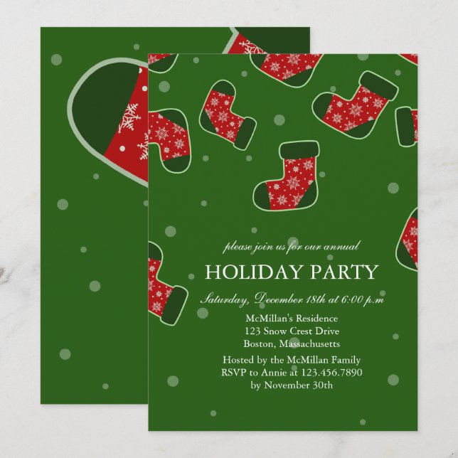 Invitation Bouts de Noël Fête verte (Devant / Derrière)