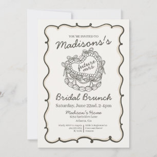 Invitation Bow Beige Retro Coquette gâteau Brunch nuptial