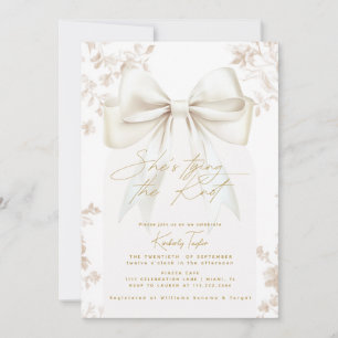 Invitation Bow Beige Toile Elle Attache La Fête des mariées d