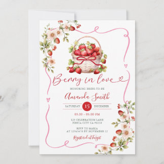 Invitation Bow Berry en amour Fête des mariées fraise Floral
