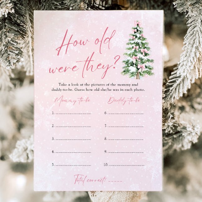 Invitation Bow Christmas Quel Âge Avaient-Ils Joué Baby showe (Pink Bow Christmas How Old Were They Game Baby Shower  Game)