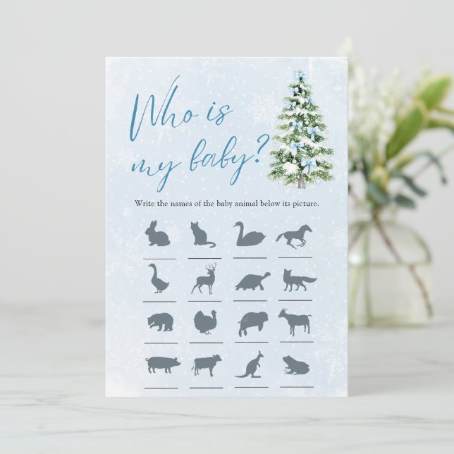 Invitation Bow Christmas Tree Baby Shower Who Is My Baby Game (Debout devant)