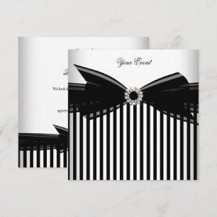 Invitation Bow d'occasion noir avec rayure blanche pour soiré