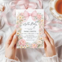 Bow Floral Blush Pink Coquette Girl Baby Shower