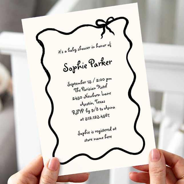 Invitation Bow français illustré chic | BABY SHOWER (Créateur téléchargé)