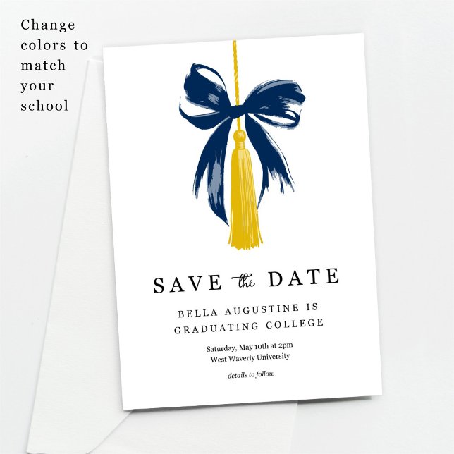 Invitation Bow Graduation Save the Date High School College (Créateur téléchargé)