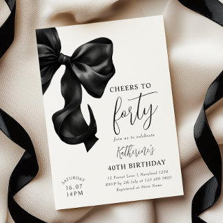 Invitation Bow noir 40e anniversaire