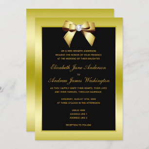 Invitation Bow or glamour et Mariage noir
