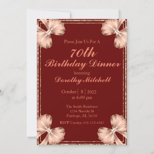 Invitation Bow or Rose de Bourgogne 70e anniversaire