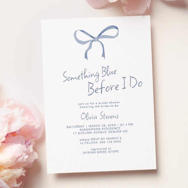 Invitation Bow quelque chose de bleu avant de faire douche nu (Créateur téléchargé)