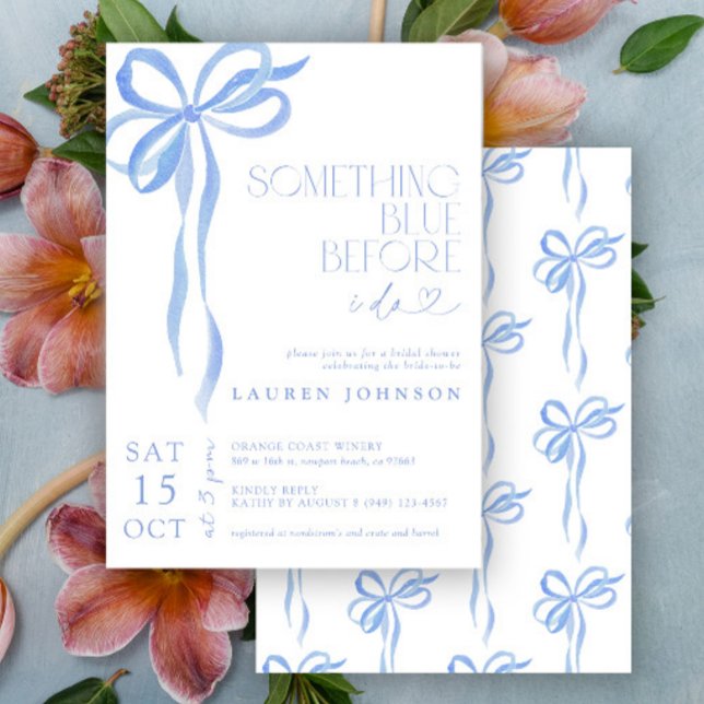 Invitation Bow Quelque Chose De Bleu Avant De Faire Fête des  (Créateur téléchargé)