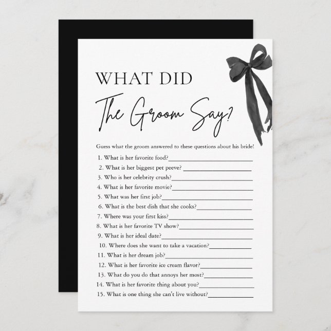 Invitation Bow Qu'Est-Ce Que La Salle A Dit Fête des mariées  (Devant / Derrière)