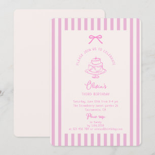 Invitation Bow rose, Barré rose   Anniversaire pourpre