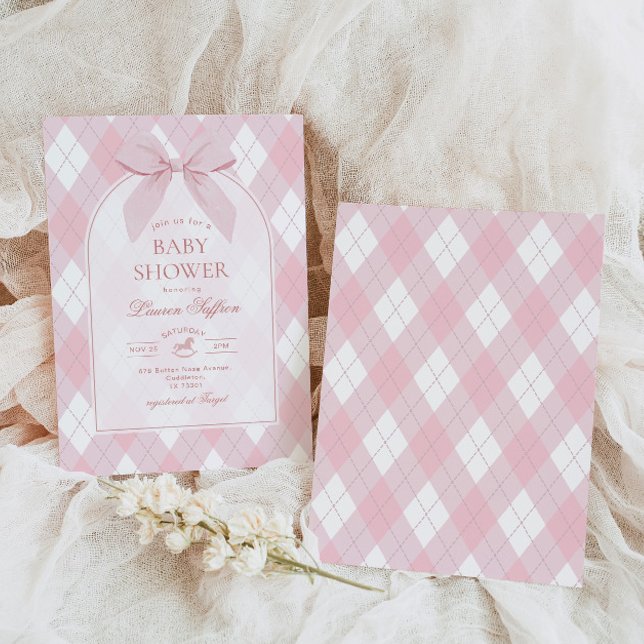 Invitation Bow rose Rocking Horse polo Vinatge Baby shower (Créateur téléchargé)