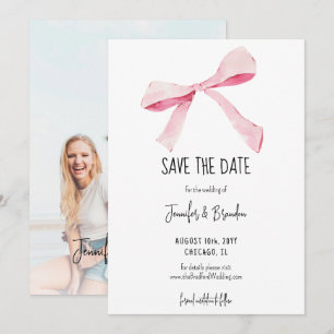 Invitation Bow rose vif Enregistrer la photo de la date