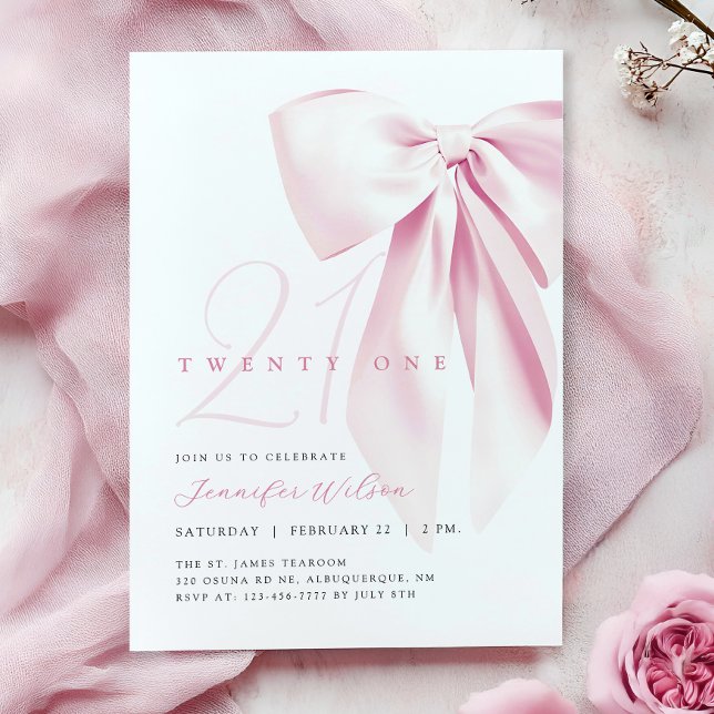 Invitation Bow rose vingt et un anniversaire (Créateur téléchargé)