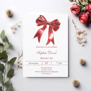 Invitation Bow rouge blanc doux 16