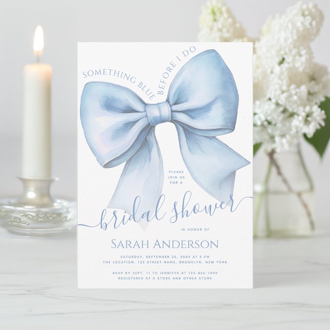 Invitation Bow Something Blue Before I Do Chic Bridal Shower (Créateur téléchargé)